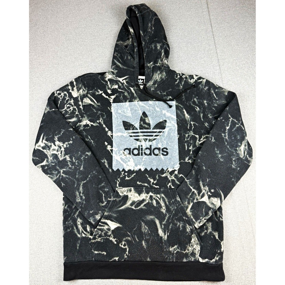 Adidas Skateboarding Mens M Hoodie Black Marble Trefoil Graphic Pullover
